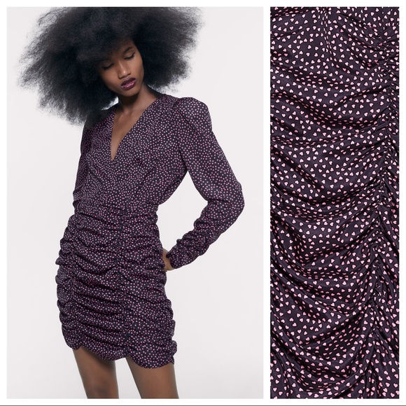 heart print dress zara